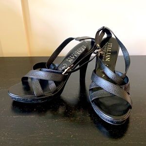 Strappy Black Leather Heels